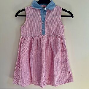 Sophie and Sam Adorable Striped Pink and Blue Kids Seersucker Dress